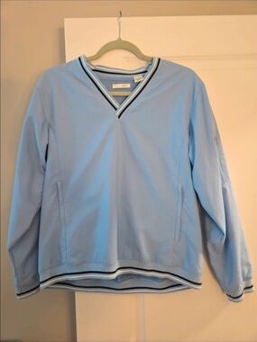 Light Blue V-Neck Windbreaker by Liz Claiborne